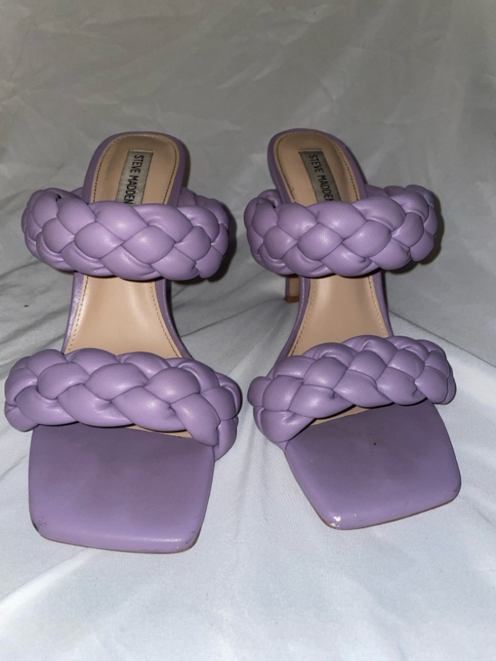 Steve Madden Braided Double-Strap Heeled Sandals in Lilac